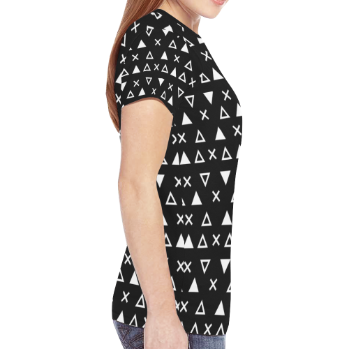 Geo Line Triangle New All Over Print T-shirt for Women (Model T45)