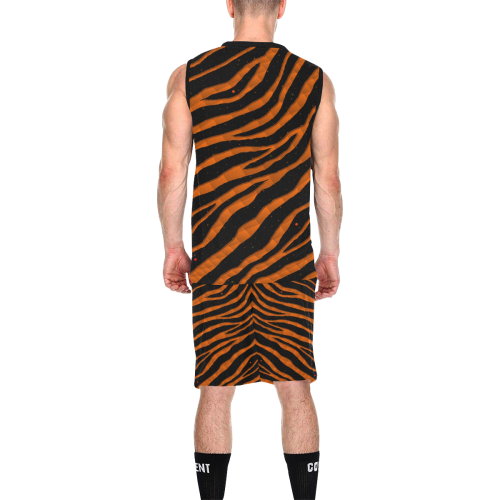 Ripped SpaceTime Stripes - Orange All Over Print Basketball Uniform