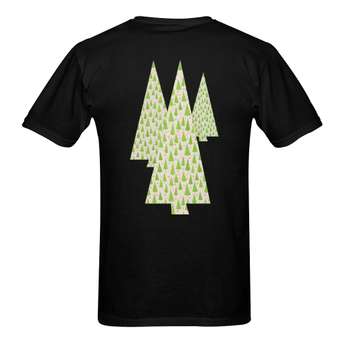 Christmas Trees Pattern Black Men's T-shirt in USA Size (Two Sides Printing) (Model T02)