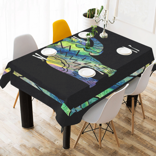 Patchwork Elephant 60x90 Tablecloth Cotton Linen Tablecloth 60" x 90"