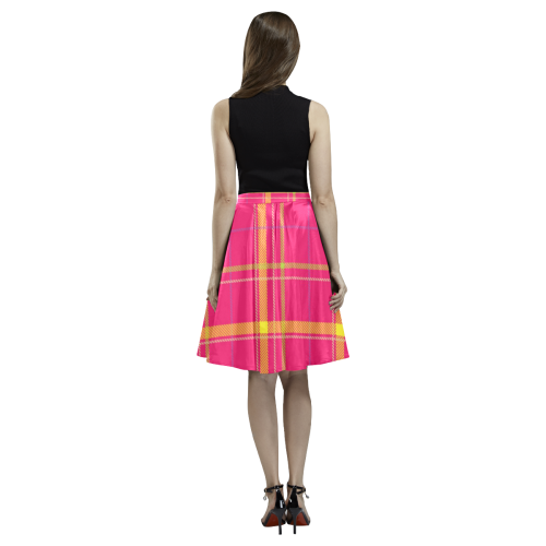 PLAID IN PINK Melete Pleated Midi Skirt (Model D15)
