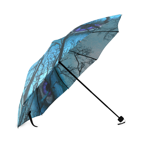 Dark Forest With Looking Eyes In Blue Violet Color Foldable Umbrella (Model U01)