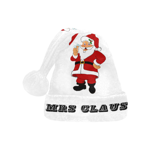 MRS CLAUS White/Black Santa Hat