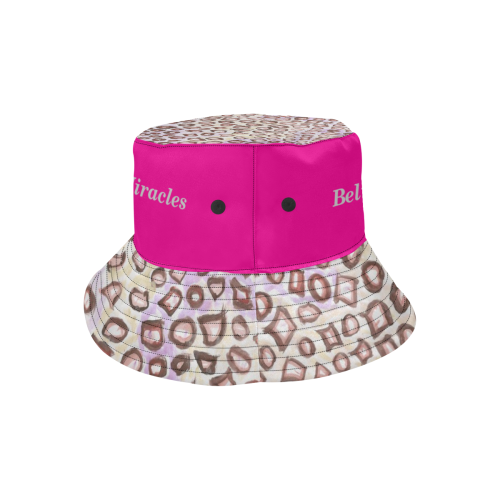 Leopard Skin and Cerise Hat with Miracles text All Over Print Bucket Hat