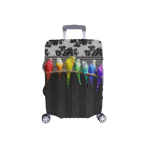 Rainbow Budgies and Lace Luggage Cover/Small 18"-21"