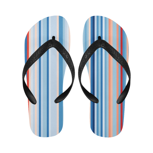 Blue and coral stripe 1 Flip Flops for Men/Women (Model 040)