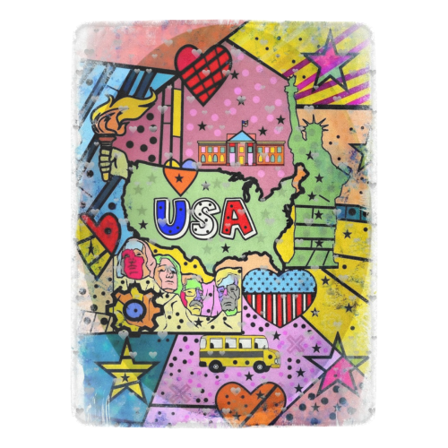 USA Popart by Nico Bielow Ultra-Soft Micro Fleece Blanket 60"x80"