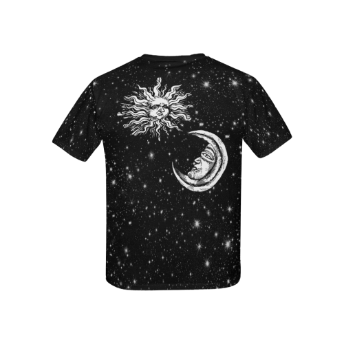 Mystic Sun and Moon Kids' All Over Print T-Shirt with Solid Color Neck (Model T40)