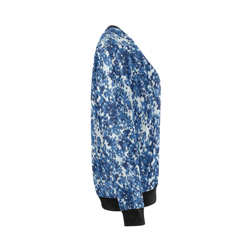 Digital Blue Camouflage All Over Print Crewneck Sweatshirt for Women (Model H18)