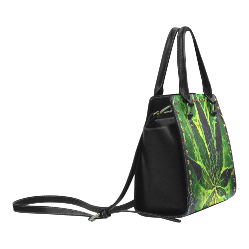 Acid Leaf (Black) Rivet Shoulder Handbag (Model 1645)