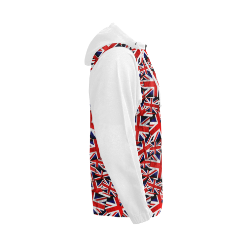 Union Jack British UK Flag (Vest Style) White All Over Print Full Zip Hoodie for Men (Model H14)
