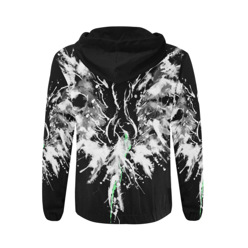 Phoenix - Abstract Painting Bird White 1 All Over Print Full Zip Hoodie for Men (Model H14)