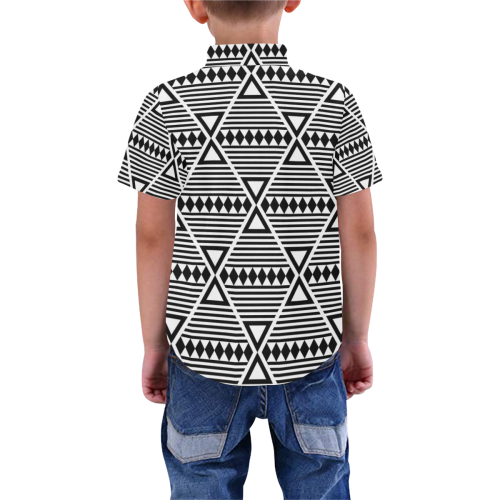 Black Aztec Tribal Boys' All Over Print Short Sleeve Shirt (Model T59)
