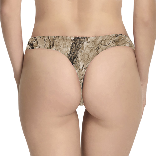 Tree Bark B by JamColors Women's All Over Print Thongs (Model L30)