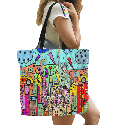 New York by Nico Bielow All Over Print Canvas Tote Bag/Large (Model 1699)