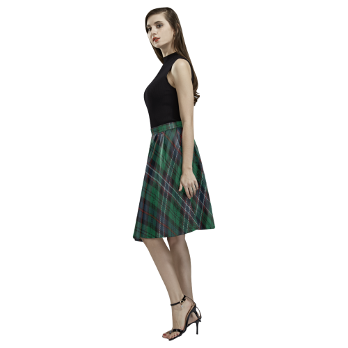 Scottish National Tartan Melete Pleated Midi Skirt (Model D15)