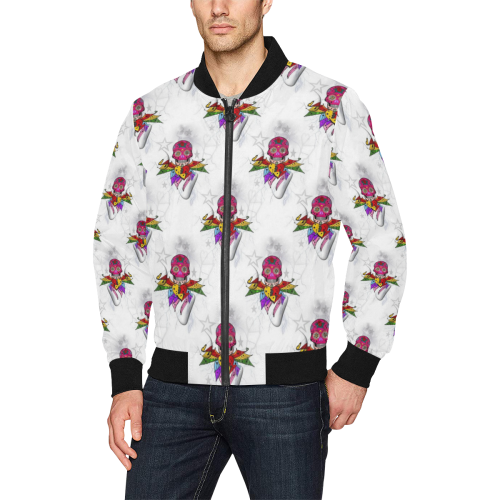 Skull Popart by Nico Bielow All Over Print Bomber Jacket for Men (Model H31)