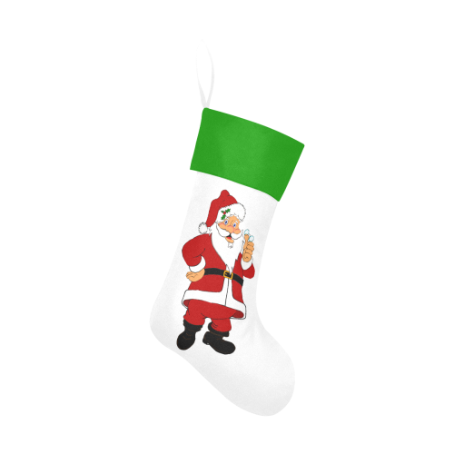 Jolly Santa White/Green Christmas Stocking