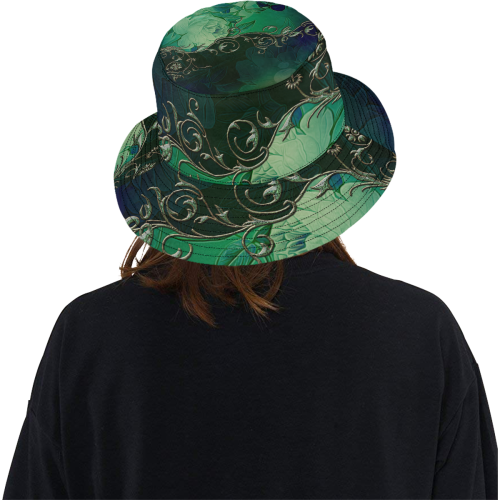 Green floral design All Over Print Bucket Hat