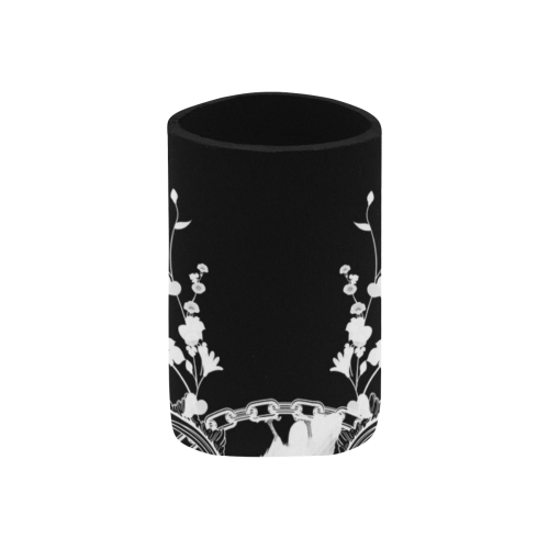 White crow with flowers Neoprene Can Cooler 4" x 2.7" dia.