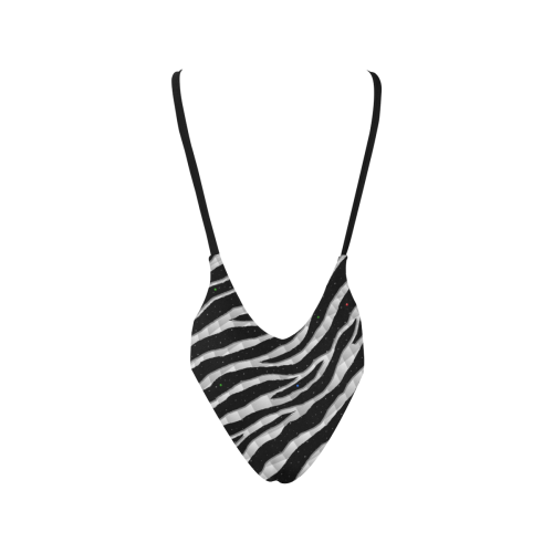 Ripped SpaceTime Stripes - White Sexy Low Back One-Piece Swimsuit (Model S09)