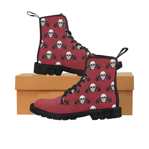 martin boots skull red Martin Boots for Women (Black) (Model 1203H)
