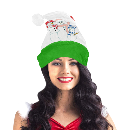 Snowman Family White/Green Santa Hat