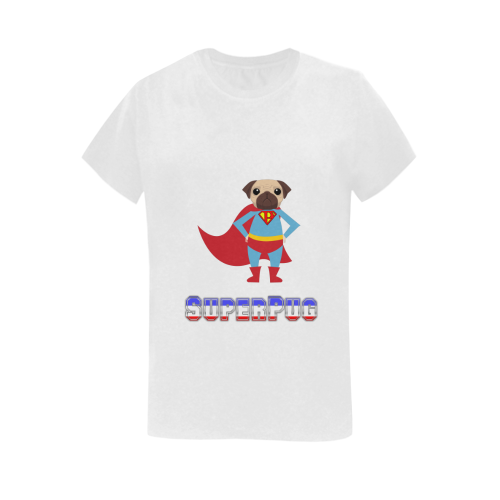 SuperPug Women's T-Shirt in USA Size (Two Sides Printing)