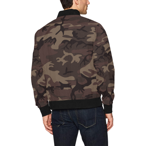 Camo Red Brown All Over Print Bomber Jacket for Men (Model H31)