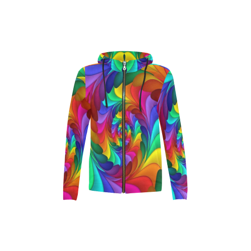 RAINBOW CANDY SWIRL All Over Print Full Zip Hoodie for Kid (Model H14)