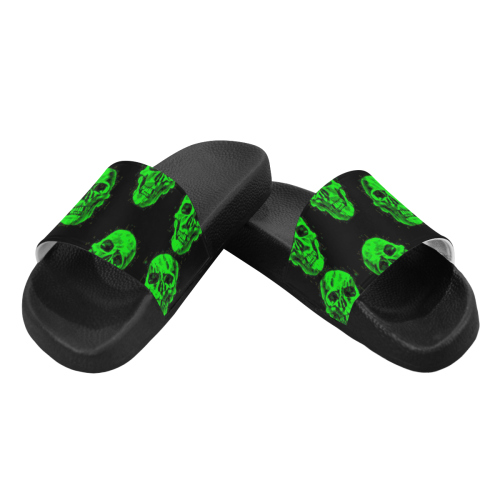 Hot Skulls, green by JamColors Men's Slide Sandals (Model 057)