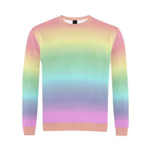 Pastel Rainbow All Over Print Crewneck Sweatshirt for Men/Large (Model H18)