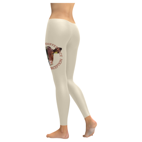 Vegan Cow and Dog Design with Slogan Women's Low Rise Leggings (Invisible Stitch) (Model L05)