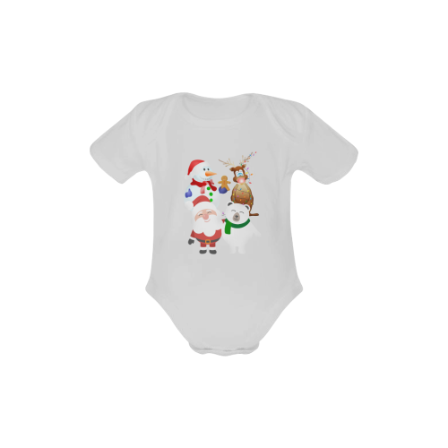 Christmas Gingerbread, Snowman, Santa Claus Baby Powder Organic Short Sleeve One Piece (Model T28)