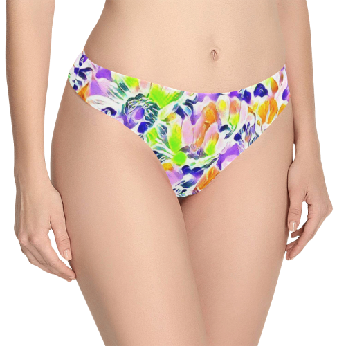 Floral Summer Greetings 1B  by JamColors Women's All Over Print Thongs (Model L30)