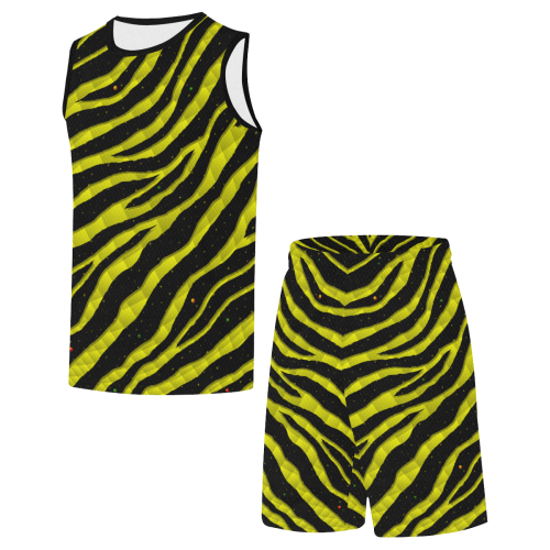 Ripped SpaceTime Stripes - Yellow All Over Print Basketball Uniform