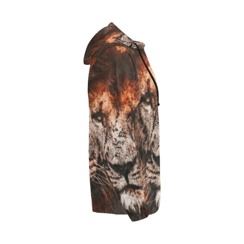 lion jbjart #lion All Over Print Full Zip Hoodie for Men/Large Size (Model H14)