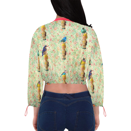 Daisy's Birds Cropped Chiffon Jacket for Women (Model H30)