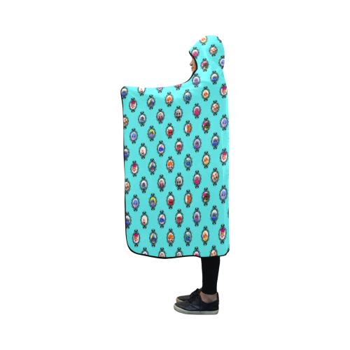 Small teal blanket Hooded Blanket 50''x40''