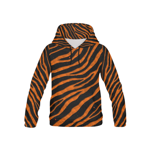 Ripped SpaceTime Stripes - Orange All Over Print Hoodie for Kid (USA Size) (Model H13)