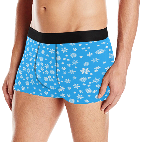 Christmas Snowflakes on Light Blue Men's Boxer Briefs with Merged Design (Model  L10)