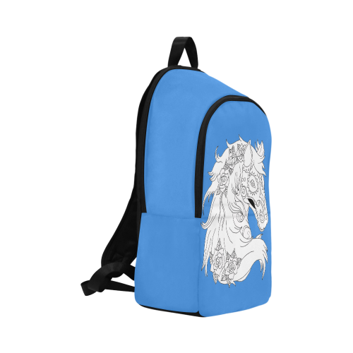Color Me Sugar Skull Horse Blue Fabric Backpack for Adult (Model 1659)