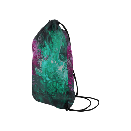 Fantasy Swirl Green Purple. Small Drawstring Bag Model 1604 (Twin Sides) 11"(W) * 17.7"(H)