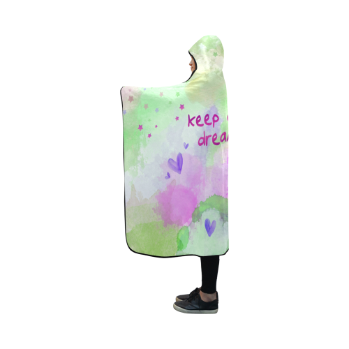 KEEP ON DREAMING - lilac and green Hooded Blanket 50''x40''