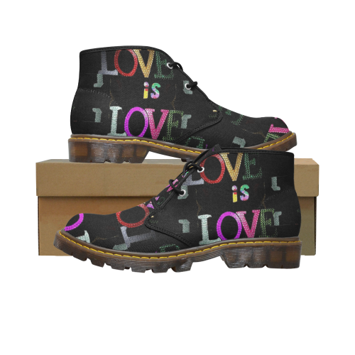 Love is Love by Nico Bielow Men's Canvas Chukka Boots (Model 2402-1)