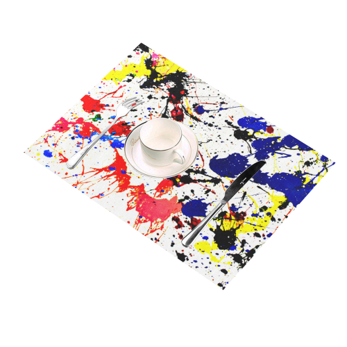 Blue & Red Paint Splatter Placemat 14’’ x 19’’ (Two Pieces)