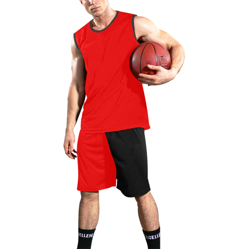 Team Basketball Uniforms Number 23 Red and Black All Over Print Basketball Uniform