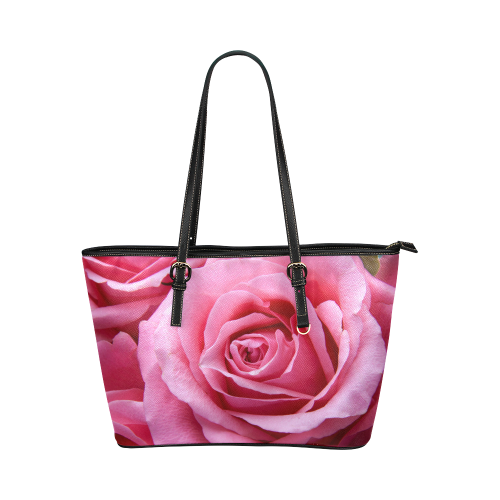 Roses pink Leather Tote Bag/Small (Model 1651)