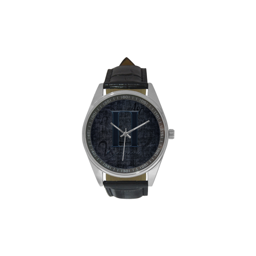 Astrology Zodiac Sign Gemini in Grunge Style Men's Casual Leather Strap Watch(Model 211)