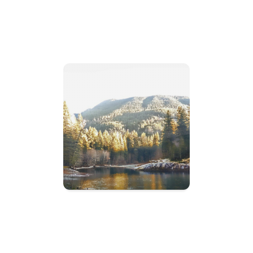 mountain river and frost Square Coaster